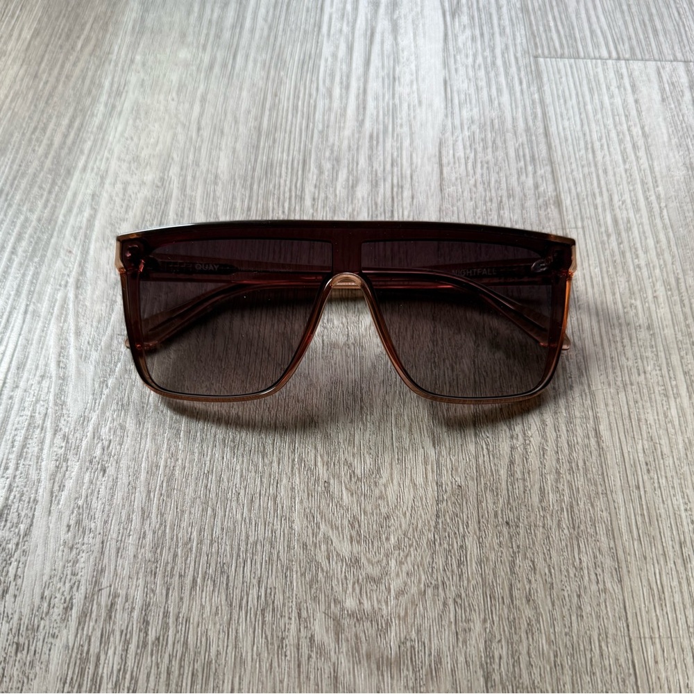 quay australia brown doe fawn clear oversized shield sunglasses eyewear NEW
